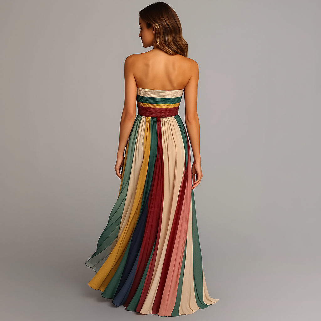 Judith — Strapless Pleated Maxi Dress | Full Skirt Silhouette | Occasion Wear