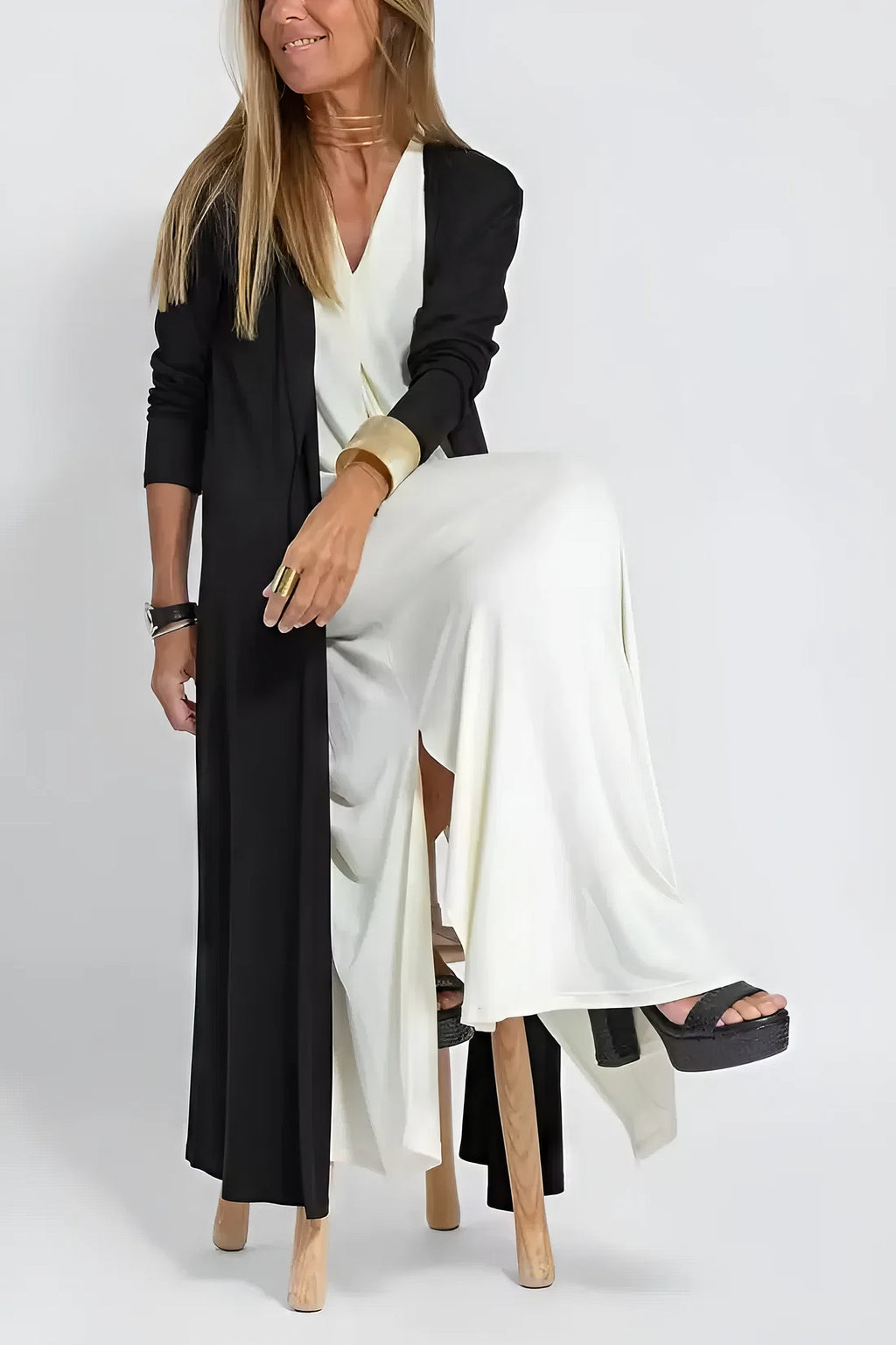 Juno — Woven Dress & Knit Cardigan Set | Layered Look | Smart Casual