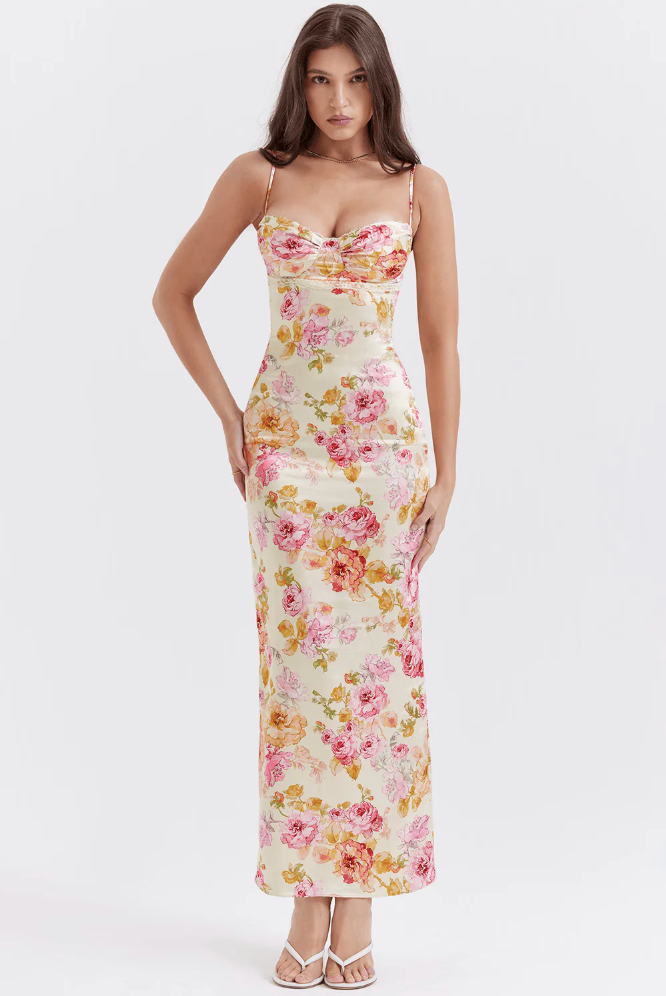 Katherine — Floral Spaghetti-Strap Woven Dress | Relaxed Fit | Summer Staple