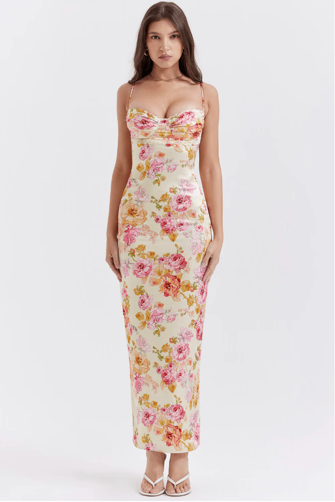Katherine — Floral Spaghetti-Strap Woven Dress | Relaxed Fit | Summer Staple