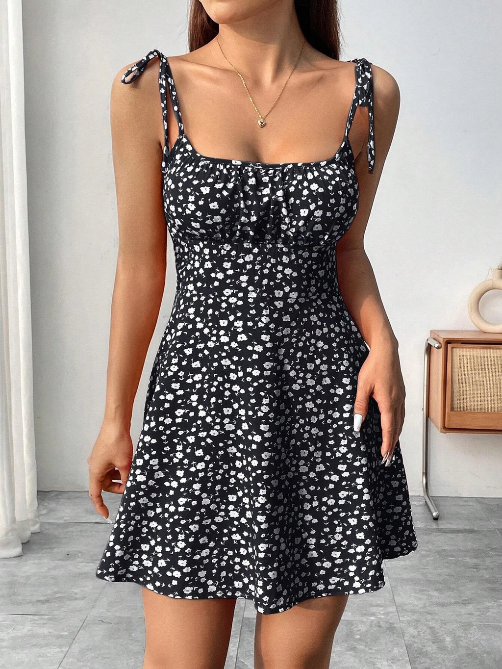 Floral A-Line Mini Dress — Women's | Fitted Bodice | Feminine Summer Essential