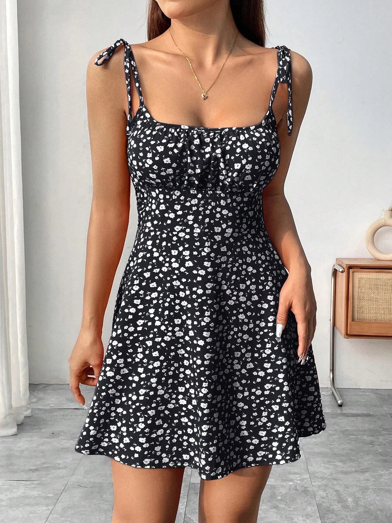 Floral A-Line Mini Dress — Women's | Fitted Bodice | Feminine Summer Essential