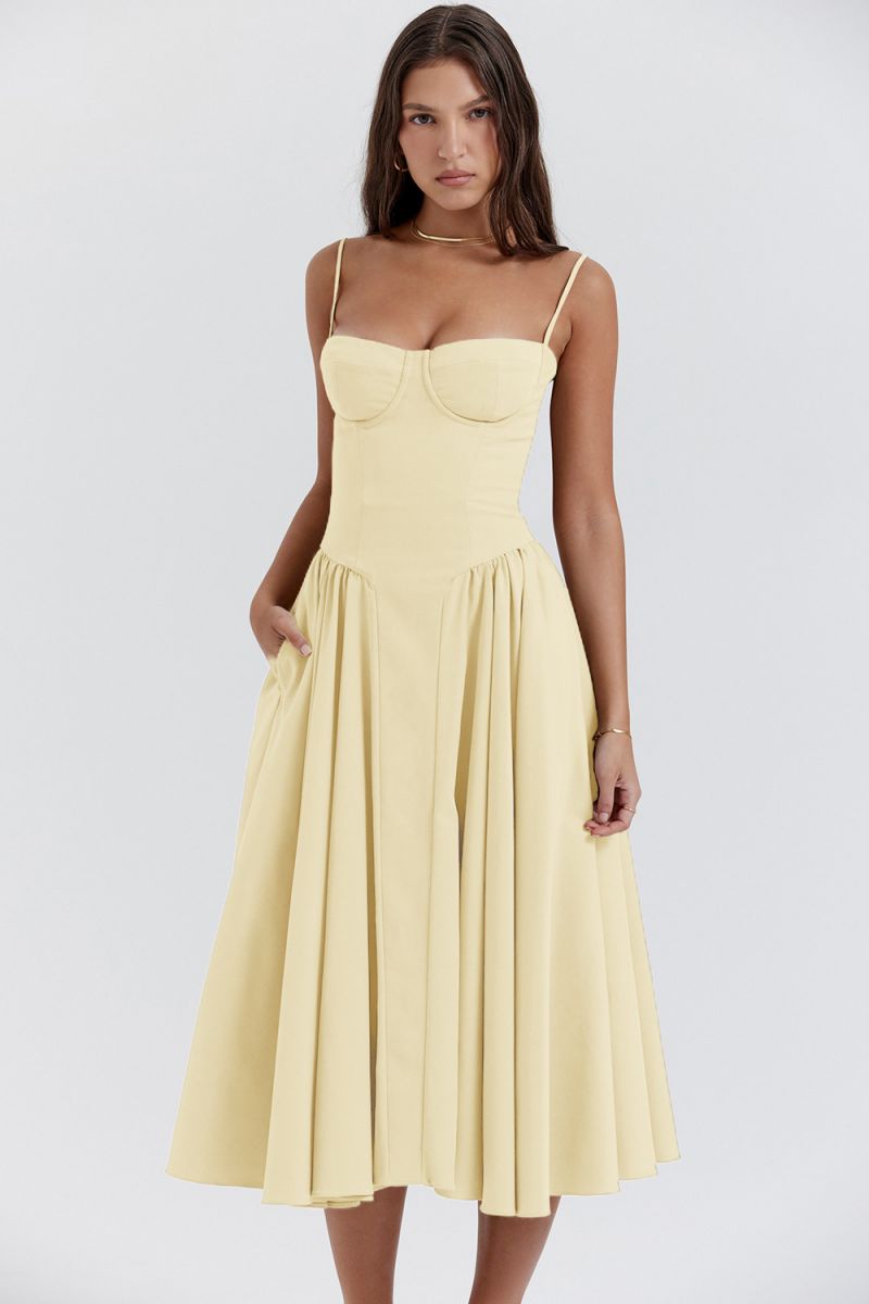 Lark — Sleeveless Woven Midi Dress | Structured Bodice | Timeless Everyday