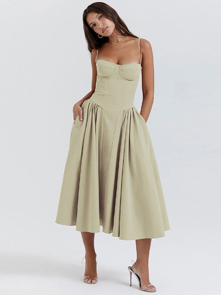 Lark — Sleeveless Woven Midi Dress | Structured Bodice | Timeless Everyday