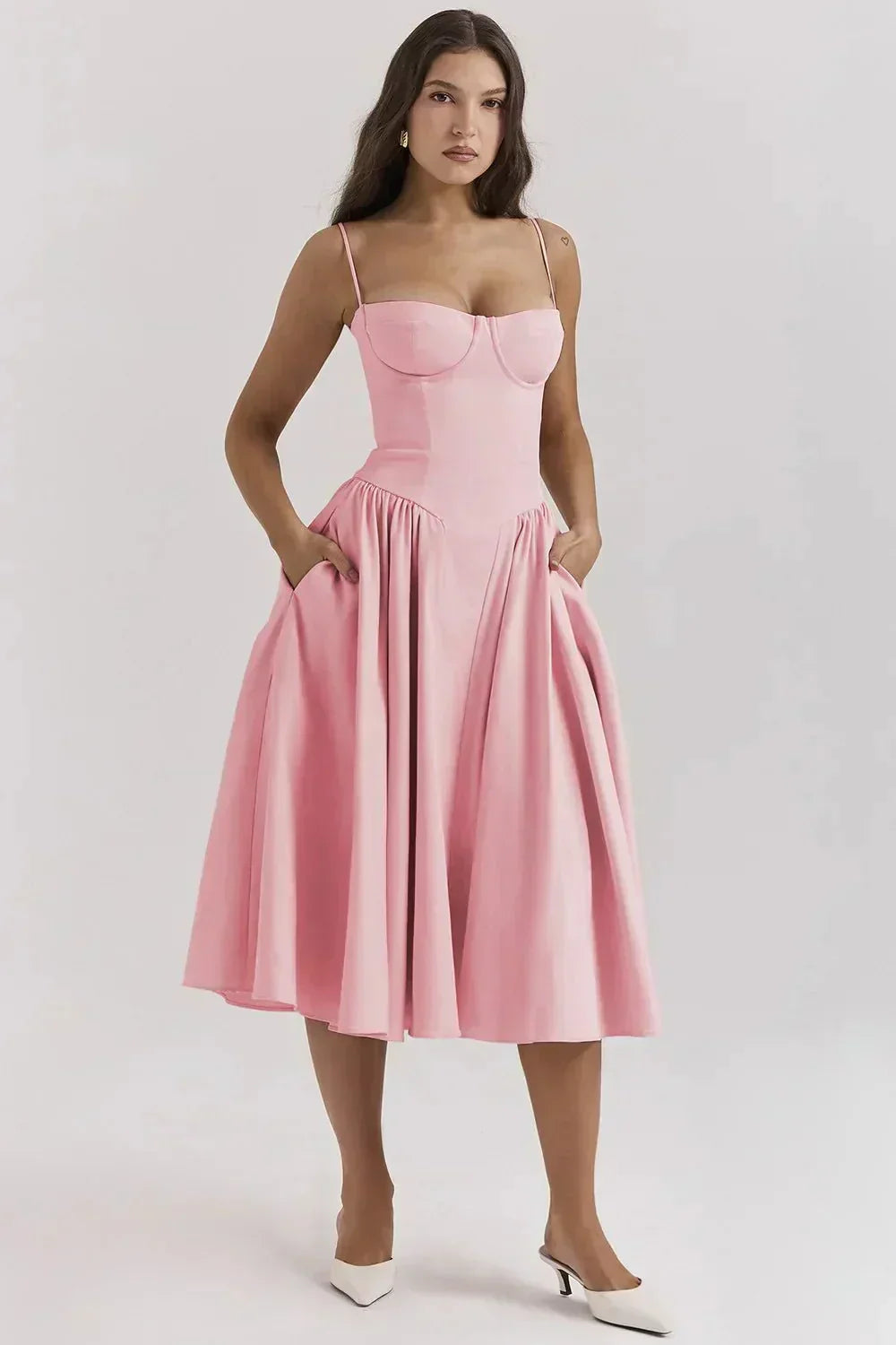 Lark — Sleeveless Woven Midi Dress | Structured Bodice | Timeless Everyday