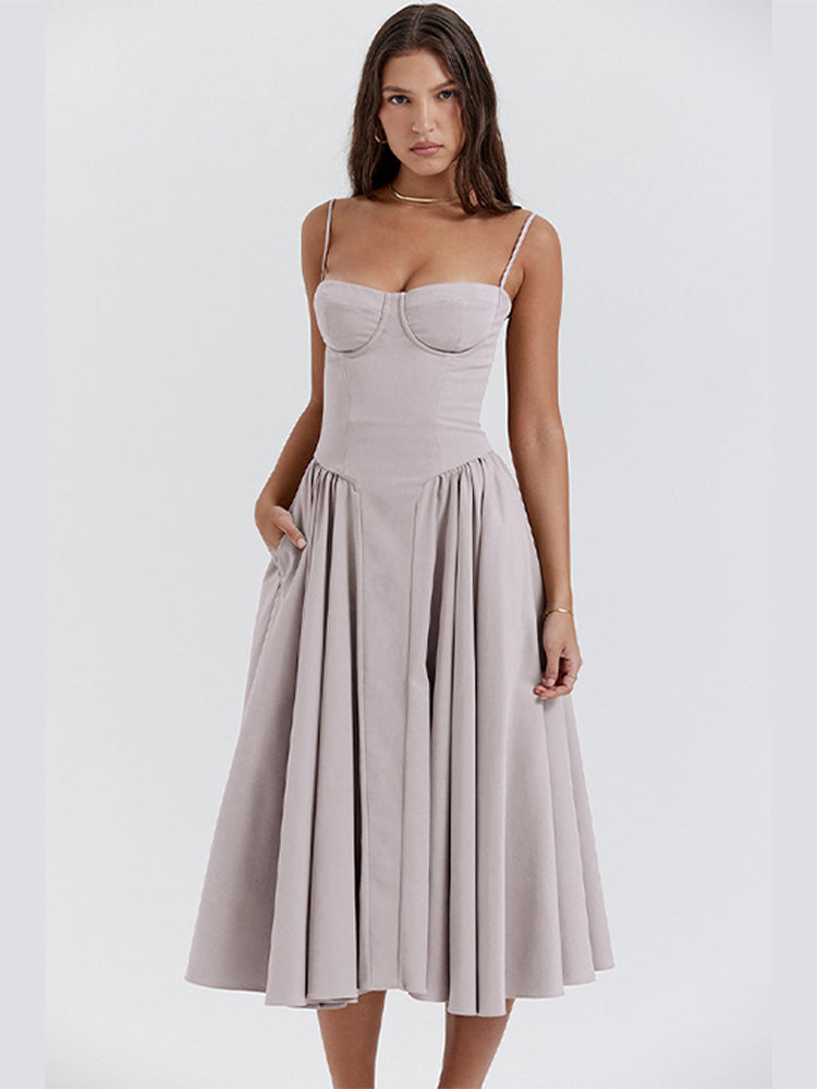 Lark — Sleeveless Woven Midi Dress | Structured Bodice | Timeless Everyday