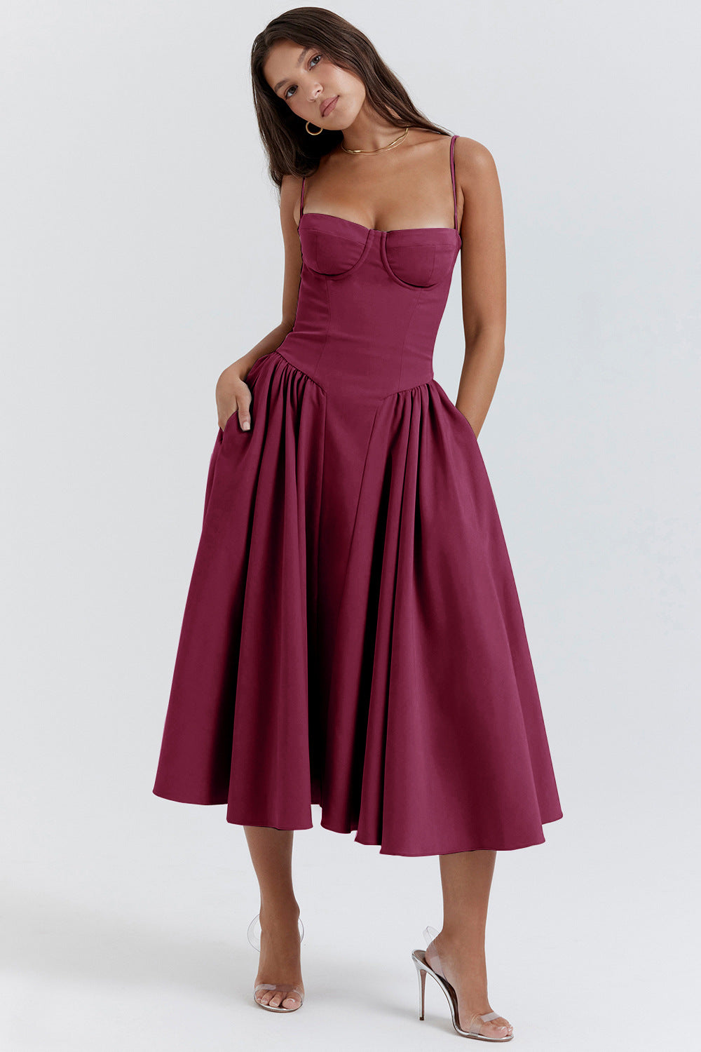 Lark — Sleeveless Woven Midi Dress | Structured Bodice | Timeless Everyday
