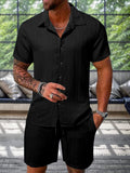 Textured Woven Shirt & Pants Set — Men's | Relaxed Fit | Weekend & Resort