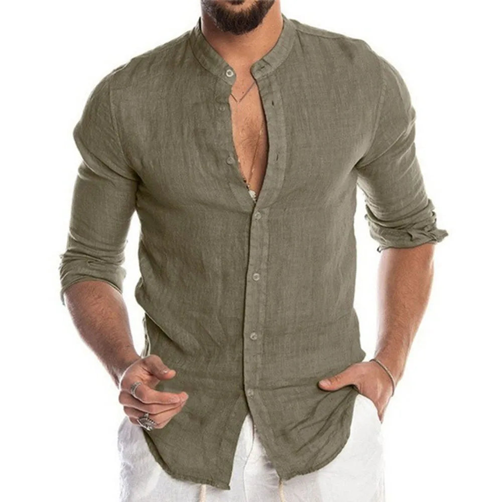 Cotton Linen Button-Up Shirt — Men's | Classic Fit | Elevated Essential