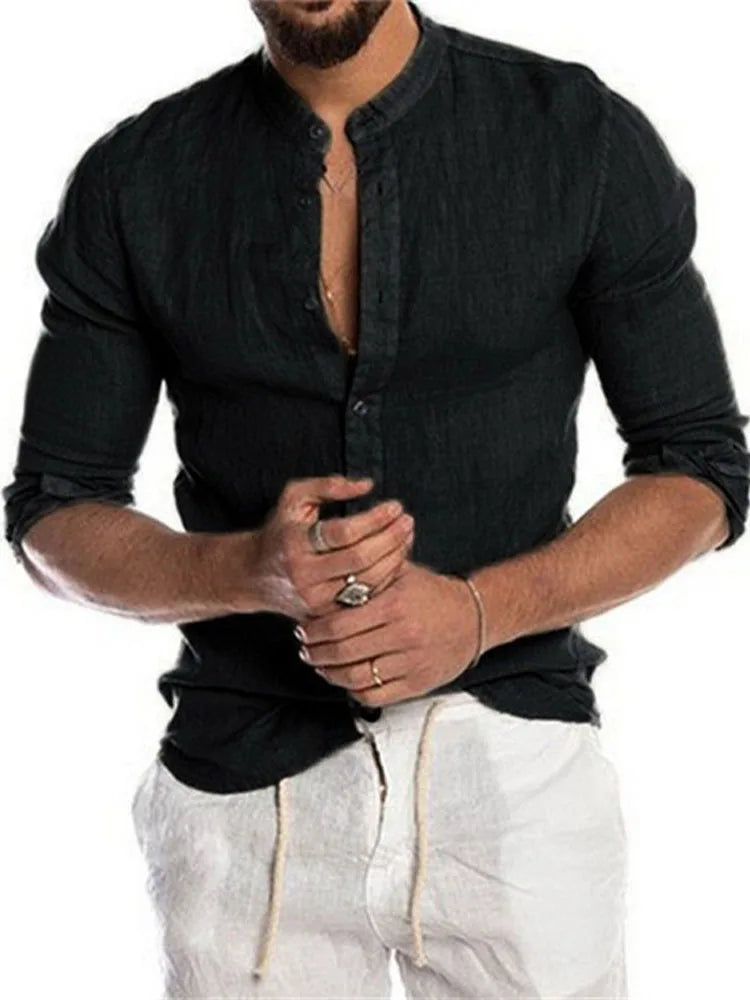 Cotton Linen Button-Up Shirt — Men's | Classic Fit | Elevated Essential