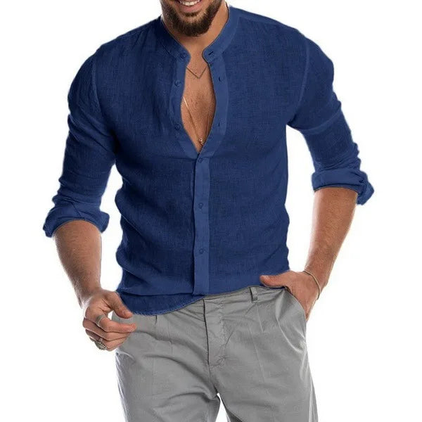 Cotton Linen Button-Up Shirt — Men's | Classic Fit | Elevated Essential