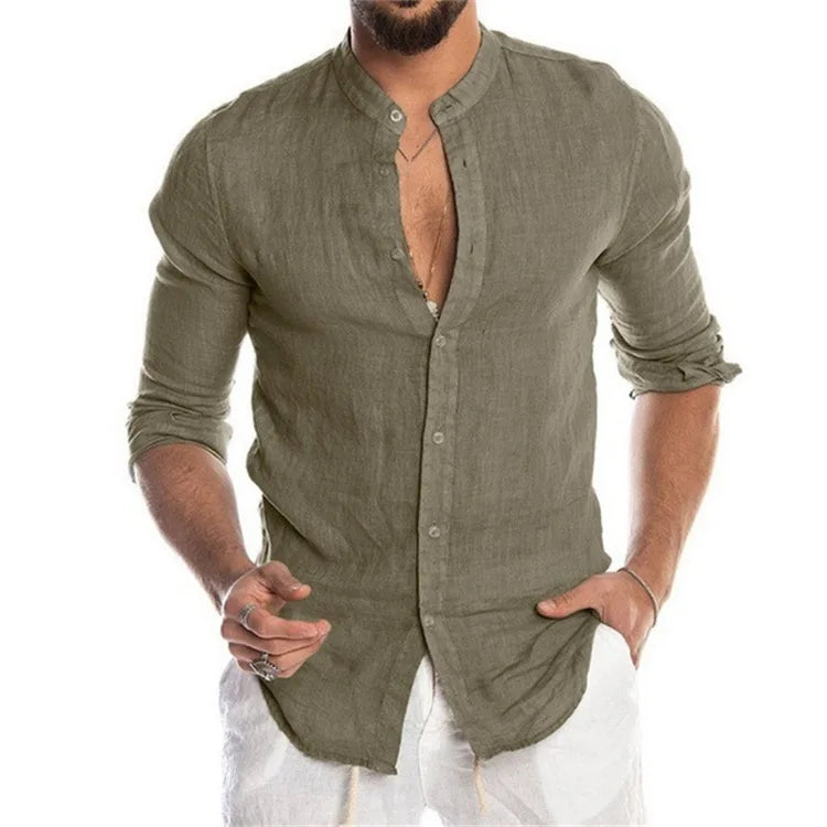 Cotton Linen Button-Up Shirt — Men's | Classic Fit | Elevated Essential