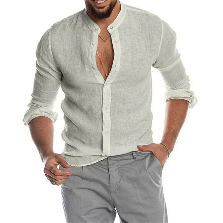Cotton Linen Button-Up Shirt — Men's | Classic Fit | Elevated Essential
