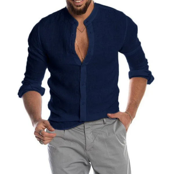 Cotton Linen Button-Up Shirt — Men's | Classic Fit | Elevated Essential