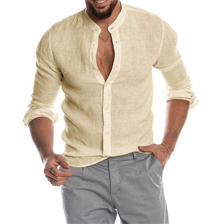 Cotton Linen Button-Up Shirt — Men's | Classic Fit | Elevated Essential