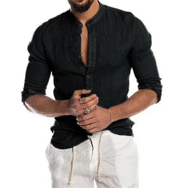 Cotton Linen Button-Up Shirt — Men's | Classic Fit | Elevated Essential