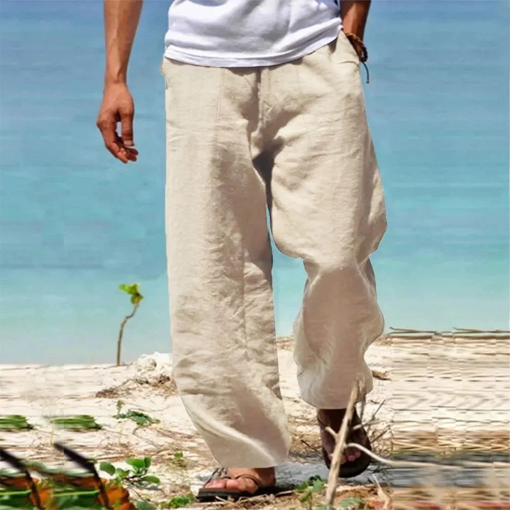 Linen-Cotton Straight-Leg Trousers — Men's | Relaxed Fit | Breathable Summer