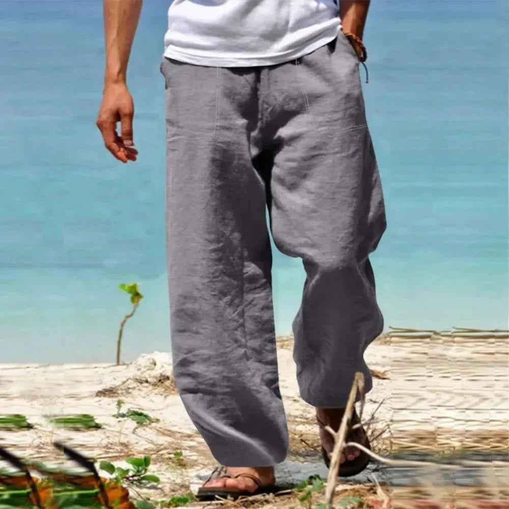 Linen-Cotton Straight-Leg Trousers — Men's | Relaxed Fit | Breathable Summer