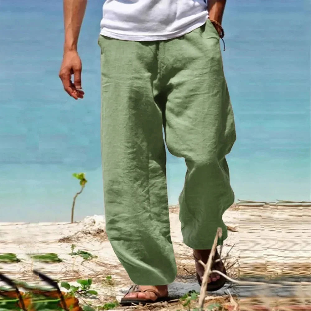 Linen-Cotton Straight-Leg Trousers — Men's | Relaxed Fit | Breathable Summer