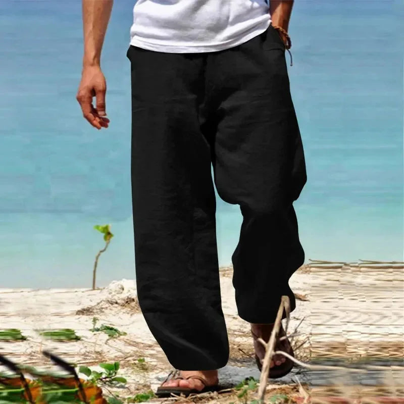Linen-Cotton Straight-Leg Trousers — Men's | Relaxed Fit | Breathable Summer