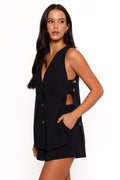 Miller — Monochrome Woven Short Set | Sleek Two-Piece | Minimal Chic