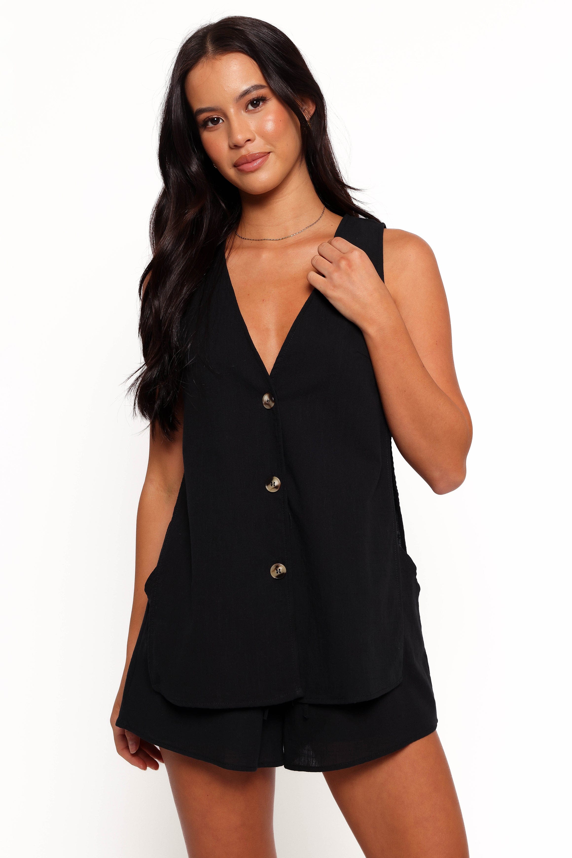 Miller — Monochrome Woven Short Set | Sleek Two-Piece | Minimal Chic