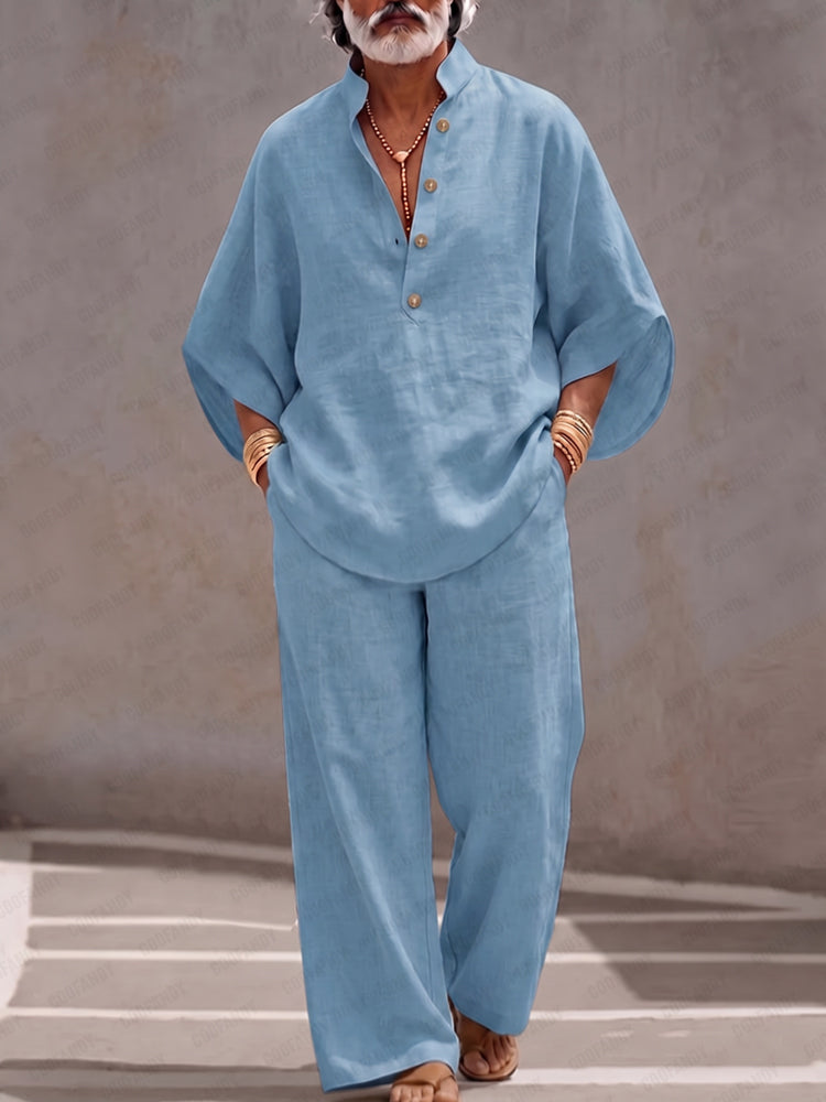 Cotton Batwing-Sleeve Two-Piece Set — Men's | Relaxed Oversized Fit | Minimal Streetwear