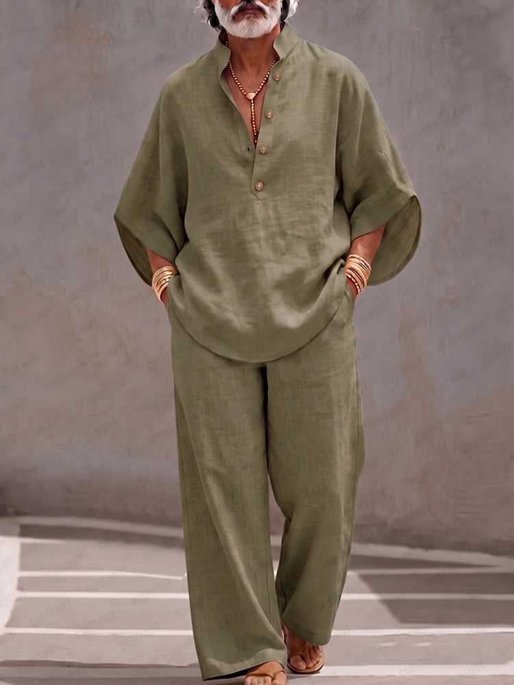 Cotton Batwing-Sleeve Two-Piece Set — Men's | Relaxed Oversized Fit | Minimal Streetwear