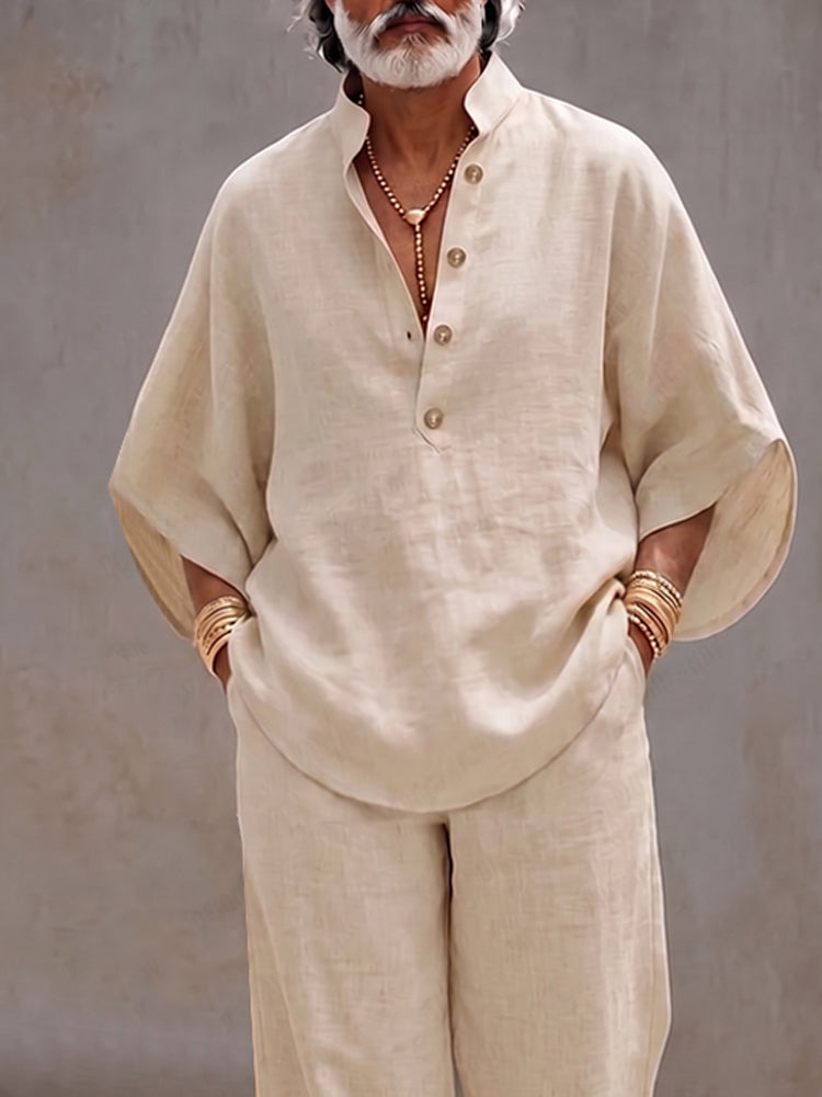 Cotton Batwing-Sleeve Two-Piece Set — Men's | Relaxed Oversized Fit | Minimal Streetwear