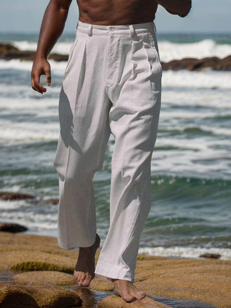 Minimalist Straight-Leg Linen Trousers — Men's | Relaxed Fit | Clean Essential