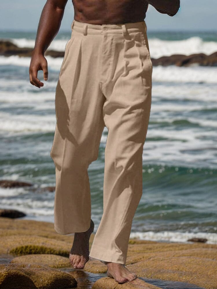 Minimalist Straight-Leg Linen Trousers — Men's | Relaxed Fit | Clean Essential
