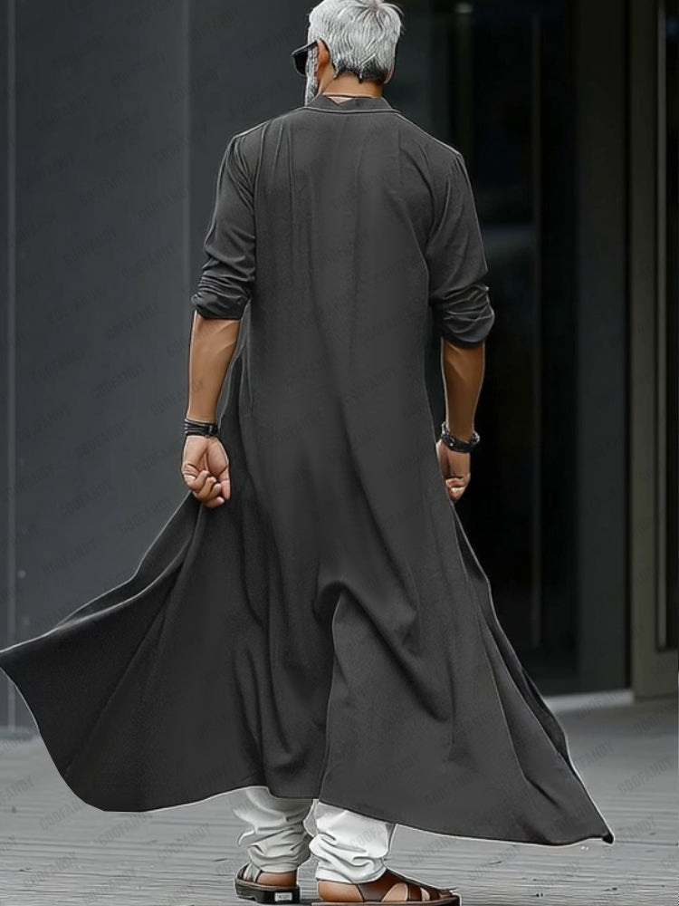 Longline Drop-Hem Woven Shirt — Men's | Relaxed Oversized Fit | Minimal Essential