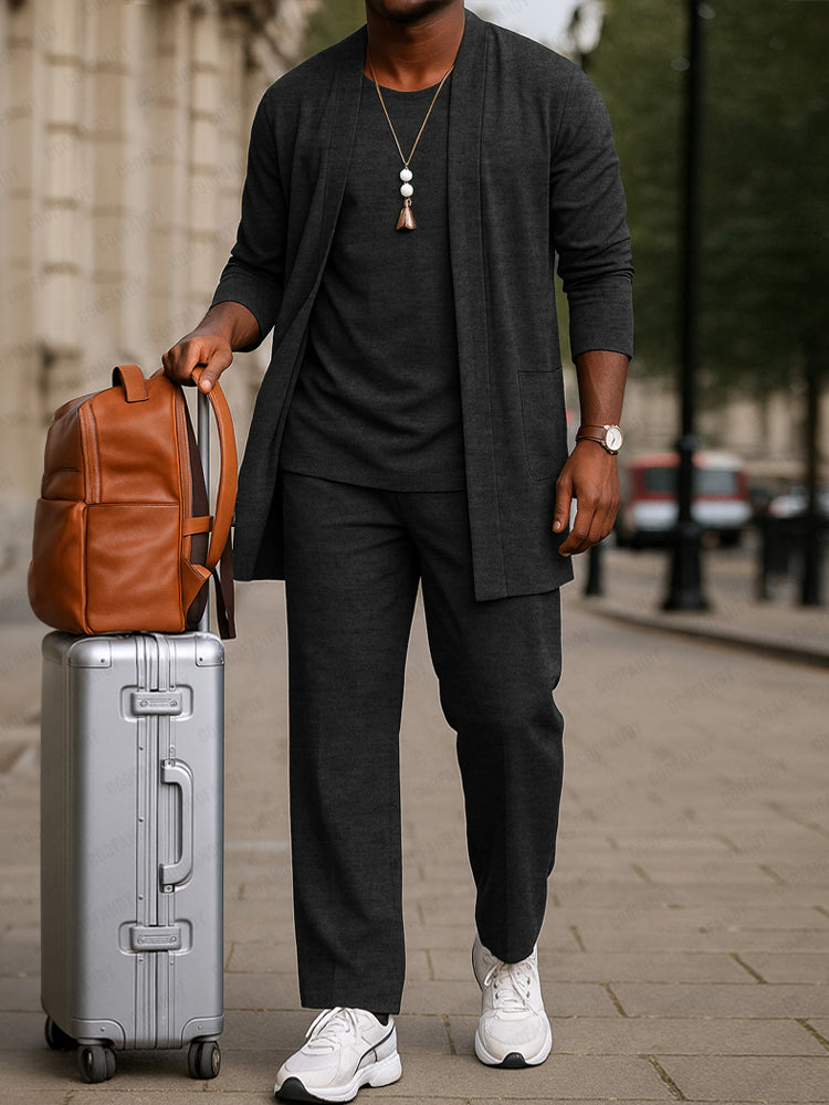 Cotton Blend Travel Three-Piece Set — Men's | Packable Relaxed Fit | Minimalist Travel