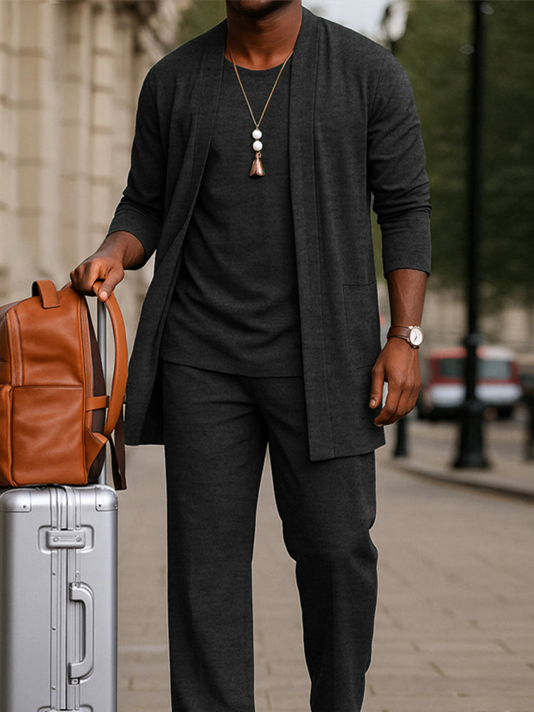 Cotton Blend Travel Three-Piece Set — Men's | Packable Relaxed Fit | Minimalist Travel