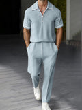 Stretch Woven Polo Shirt & Pants Set — Men's | Relaxed Fit | Smart Weekend