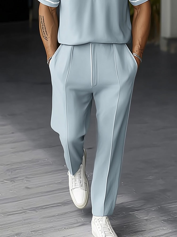 Stretch Woven Polo Shirt & Pants Set — Men's | Relaxed Fit | Smart Weekend