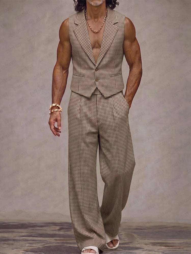 Plaid Suit Vest & Pants Set — Men's | Tailored Fit | Refined Smart Casual