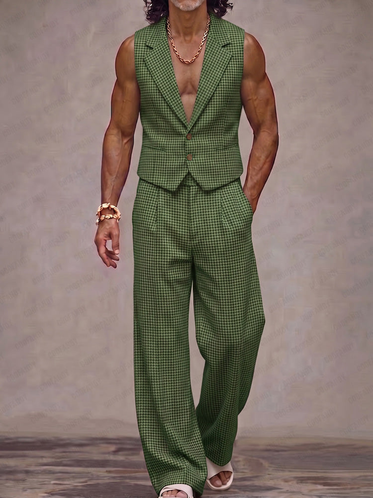 Plaid Suit Vest & Pants Set — Men's | Tailored Fit | Refined Smart Casual