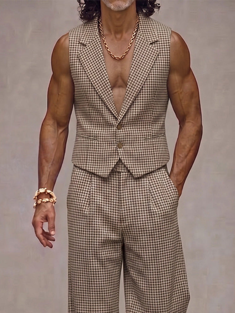 Plaid Suit Vest & Pants Set — Men's | Tailored Fit | Refined Smart Casual
