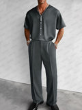 Stretch Woven Shirt & Pants Set — Men's | Relaxed Tailored Fit | Smart Casual