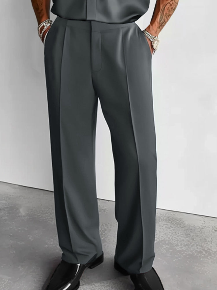 Stretch Woven Shirt & Pants Set — Men's | Relaxed Tailored Fit | Smart Casual