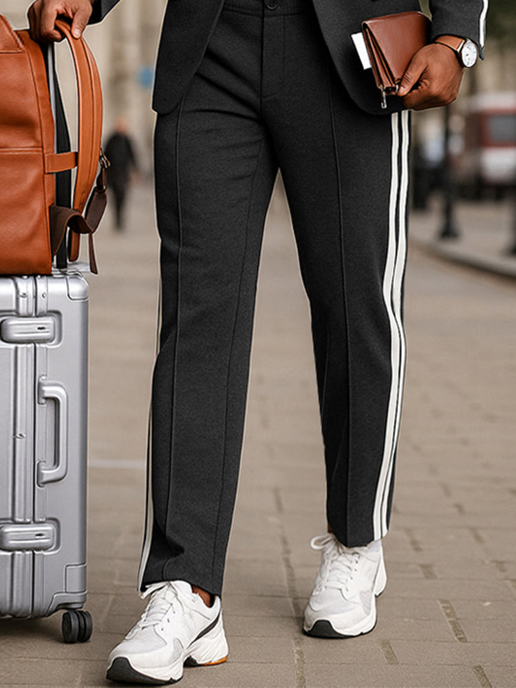 Side-Stripe Woven Blazer & Pants Set — Men's | Slim Tailored Fit | Modern Smart Casual