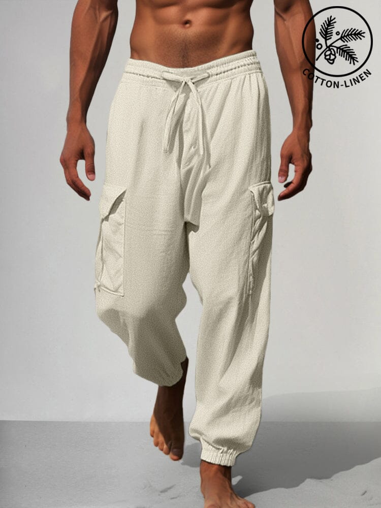 Multi-Pocket Linen Trousers — Men's | Relaxed Utility Fit | Functional Style