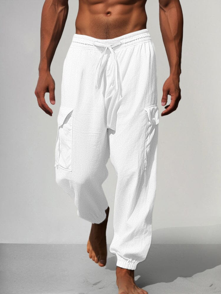 Multi-Pocket Linen Trousers — Men's | Relaxed Utility Fit | Functional Style