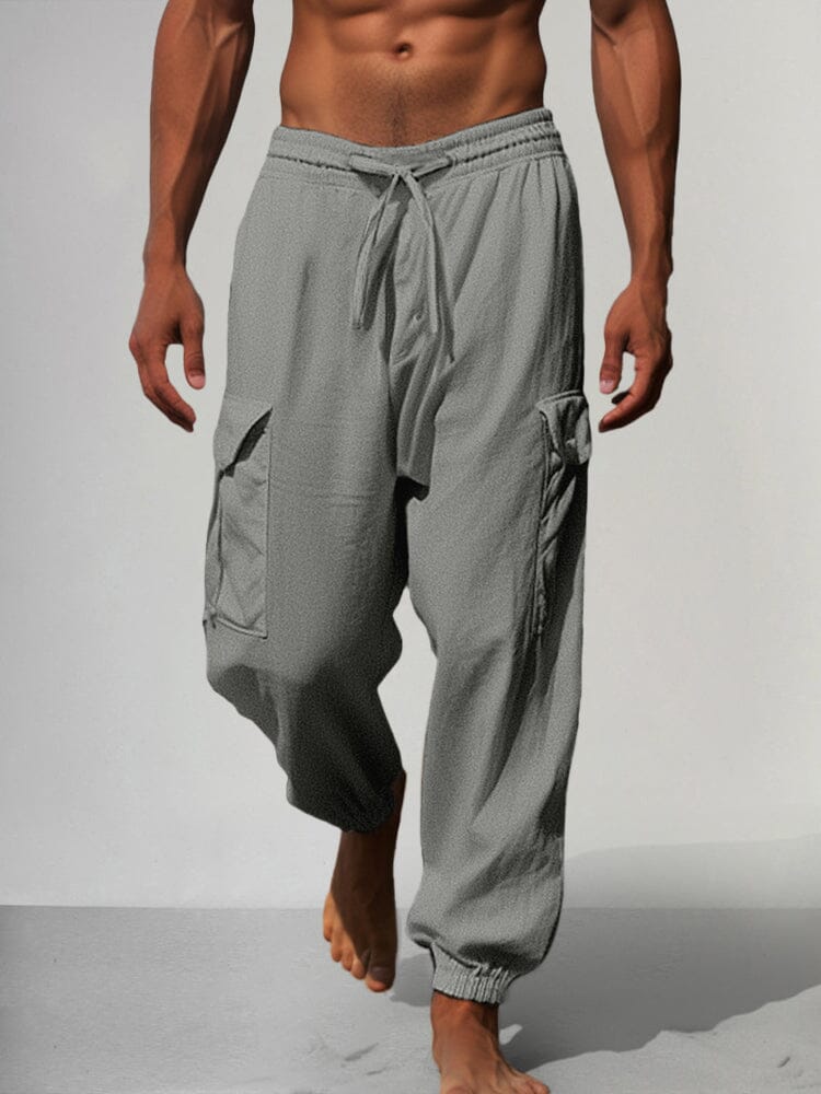 Multi-Pocket Linen Trousers — Men's | Relaxed Utility Fit | Functional Style