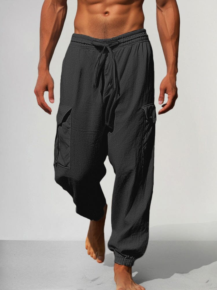 Multi-Pocket Linen Trousers — Men's | Relaxed Utility Fit | Functional Style
