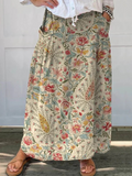 Nilva — Vintage Floral Print Pocket Midi Skirt | Elastic Waist | Artisan-Inspired