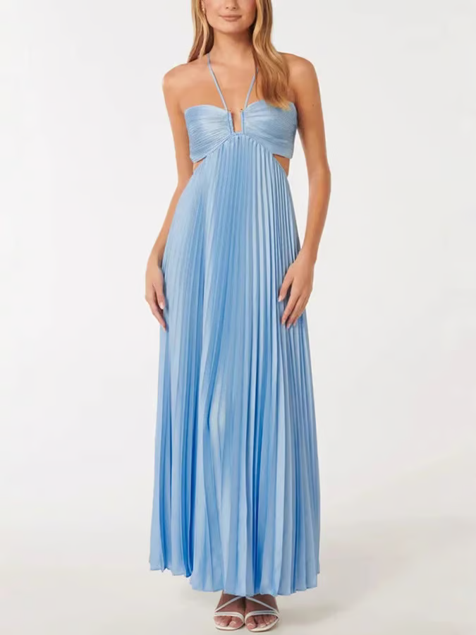 Orchid — Halter-Neck Woven Maxi Dress | Open Back | Bold & Beautiful