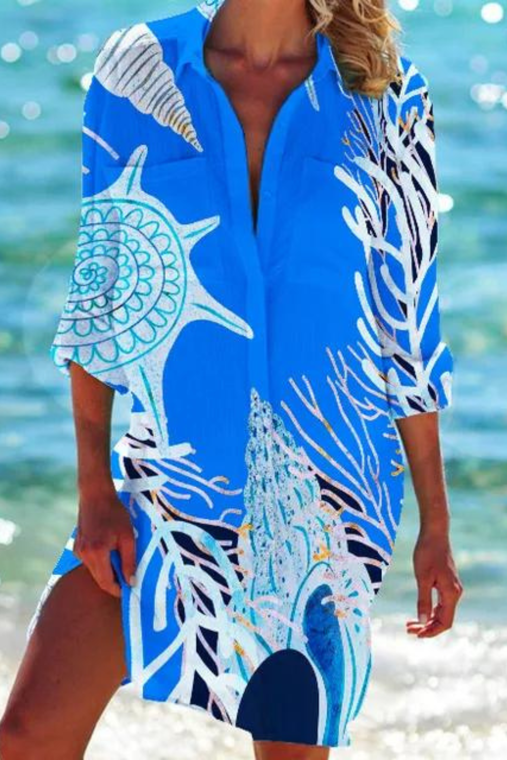 Paloma — Printed Button-Down Beach Cover-Up | Relaxed Fit | Resort Chic