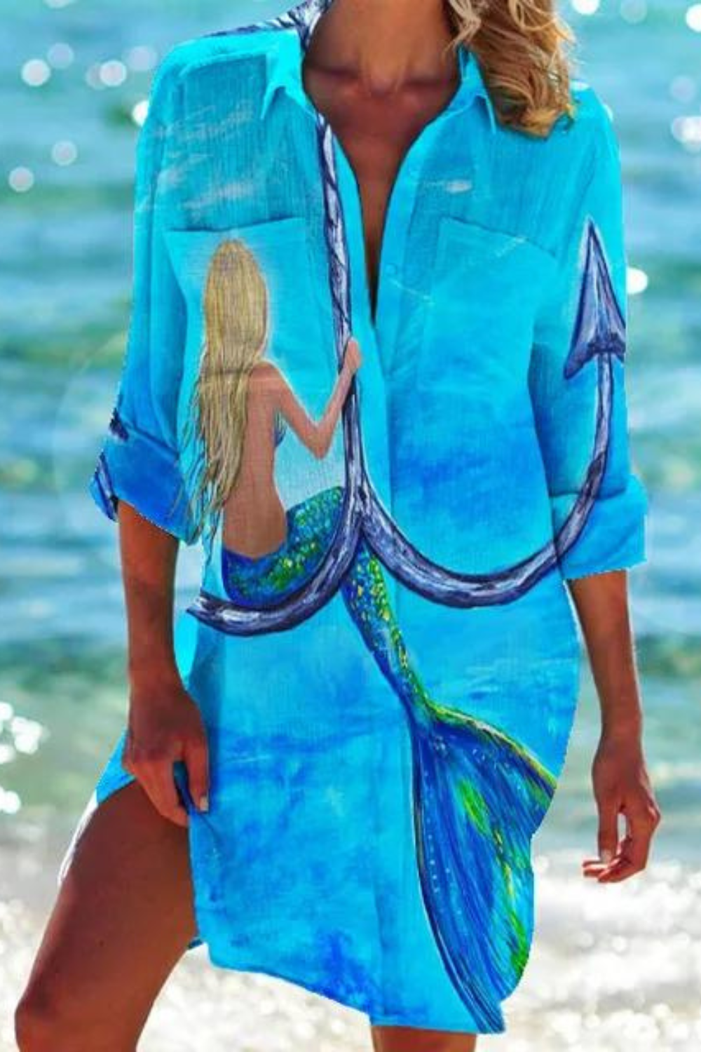 Paloma — Printed Button-Down Beach Cover-Up | Relaxed Fit | Resort Chic